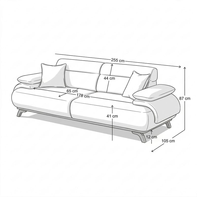 3-personers sofa Atelier Del Sofa Bonjo Silver (246 x 81 x 97 cm) Grå - Grå - Møbler - Sofaer - 3 personers sofa