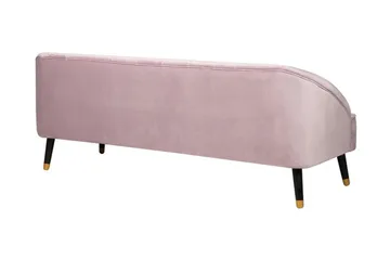 Alsvag 3-personers Kanalsyet Fløjlssofa med Træben - Rosa - Møbler - Sofaer - 3 personers sofa