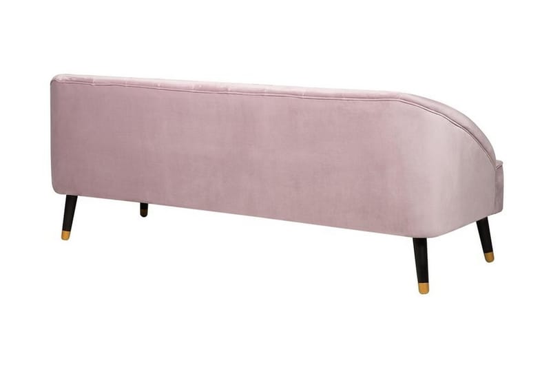 Alsvag 3-personers Kanalsyet Fløjlssofa med Træben - Rosa - Møbler - Sofaer - 3 personers sofa