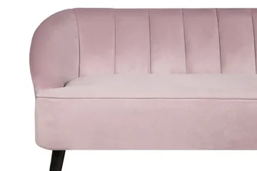 Alsvag 3-personers Kanalsyet Fløjlssofa med Træben - Rosa - Møbler - Sofaer - 3 personers sofa