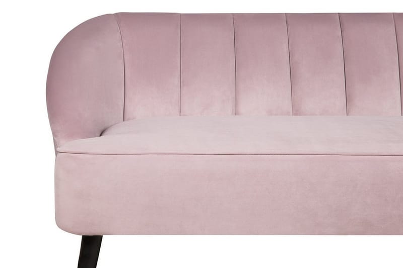 Alsvag 3-personers Kanalsyet Fløjlssofa med Træben - Rosa - Møbler - Sofaer - 3 personers sofa