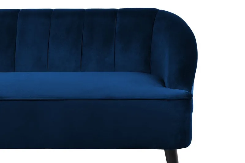 Alsvag 3-personers Kanalsyet Fløjlssofa med Træben - Blå - Møbler - Sofaer - 3 personers sofa