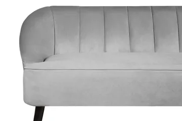 Alsvag 3-personers Kanalsyet Fløjlssofa med Træben - Grå - Møbler - Sofaer - 3 personers sofa