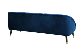 Alsvag 3-personers Kanalsyet Fløjlssofa med Træben - Blå - Møbler - Sofaer - 3 personers sofa