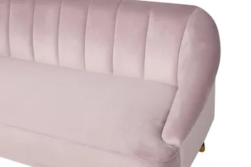 Alsvag 3-personers Kanalsyet Fløjlssofa med Træben - Rosa - Møbler - Sofaer - 3 personers sofa