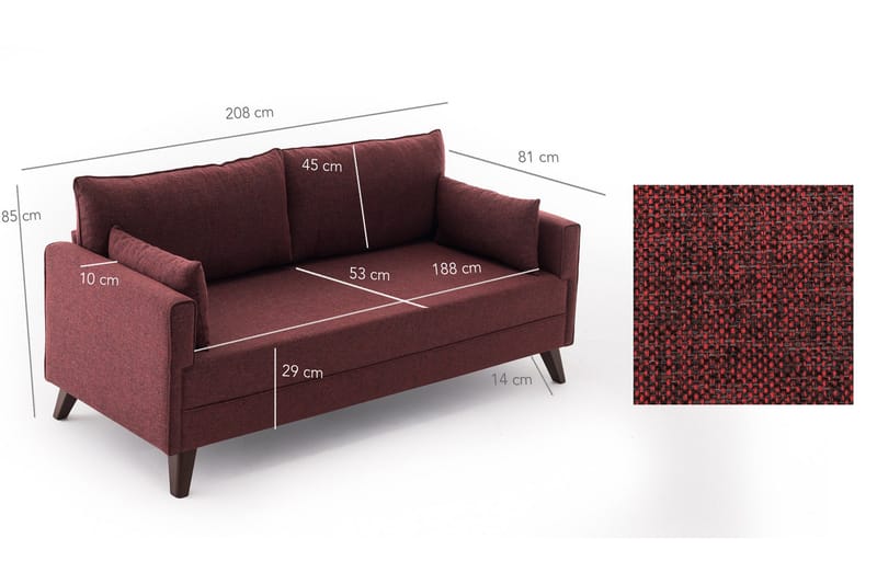 Antigua Sofa 3-pers - Rød - Møbler - Sofaer - 3 personers sofa