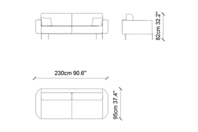 Awaru Sofa 3-Pers. - Lyserød - Møbler - Sofaer - 3 personers sofa