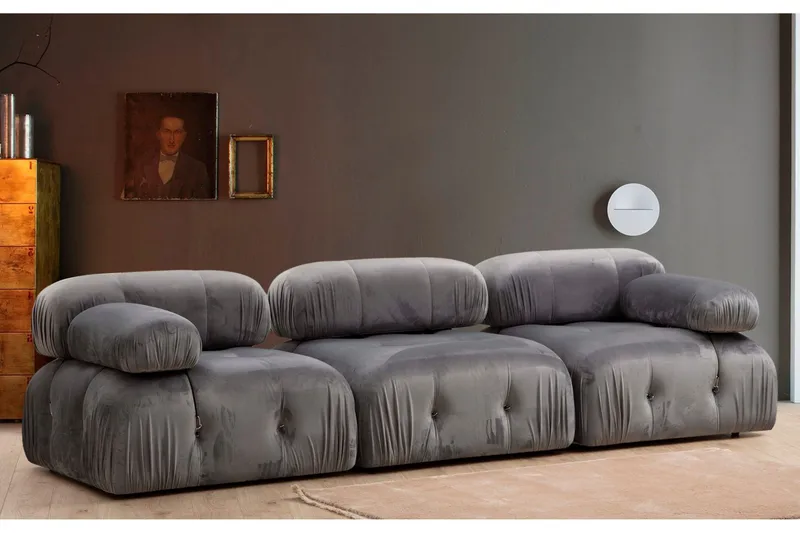 Belgin Boblende Sofa 3-sæders - Grå - Møbler - Sofaer - Modulsofaer - Komplet modulsofa