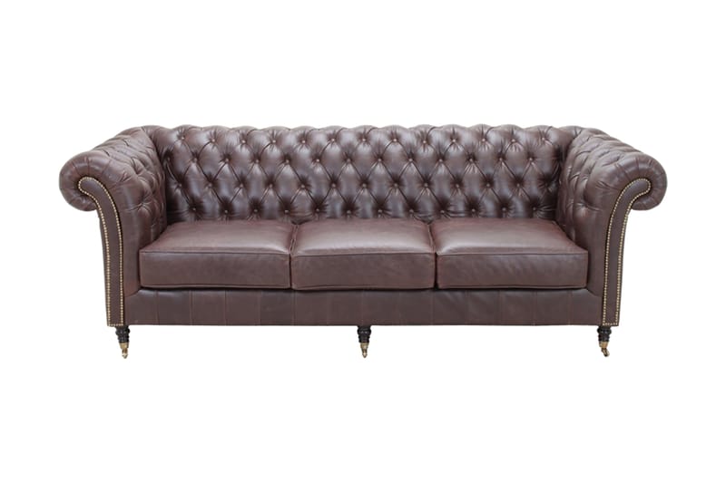 Birmingham Sofa 3-pers - Lædersofa / brunbrun - Chesterfield sofaer - 3 personers sofa