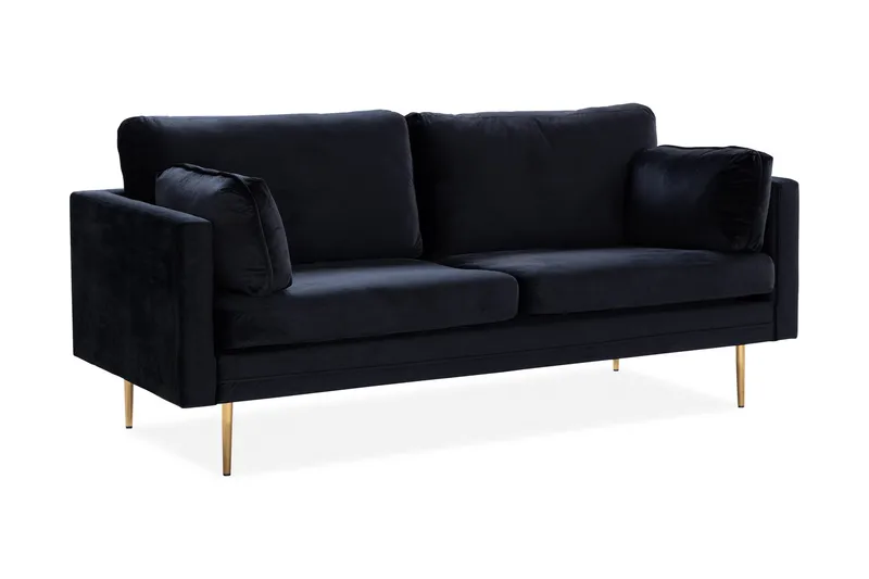 Bloom 3-personers Fløjlssofa - Sort - Møbler - Sofaer - 3 personers sofa