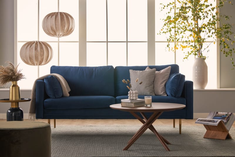 Bloom 3-personers Fløjlssofa - Blå - Møbler - Sofaer - 3 personers sofa