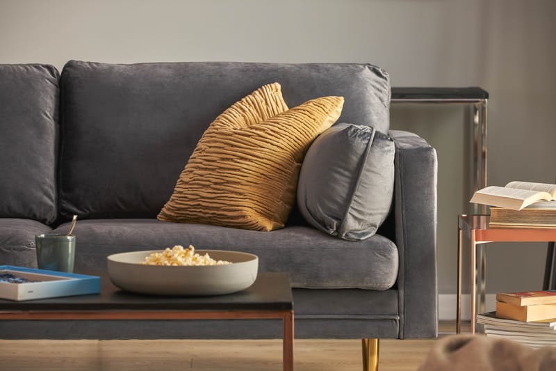 Bloom 3-personers Fløjlssofa - Lysegrå - Møbler - Sofaer - 3 personers sofa
