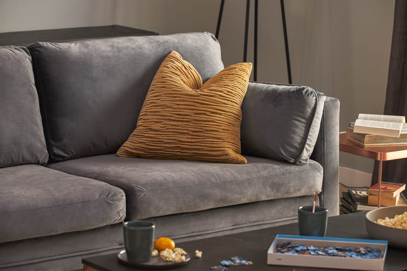 Bloom 3-personers Fløjlssofa - Lysegrå - Møbler - Sofaer - 3 personers sofa