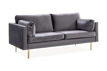 Bloom 3-personers Fløjlssofa - Lysegrå - Møbler - Sofaer - 3 personers sofa