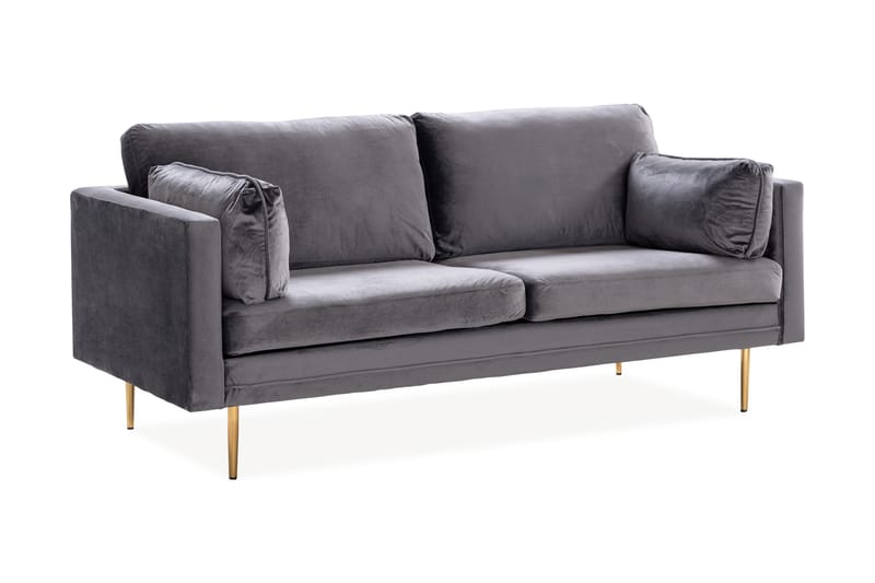 Bloom 3-personers Fløjlssofa - Lysegrå - Møbler - Sofaer - 3 personers sofa