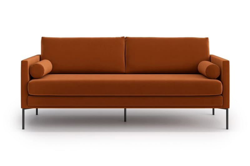 Blues 3-Pers. Sofa - Velour/Orange/Brun - 3 personers sofa