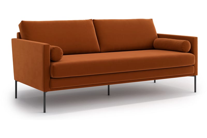 Blues 3-Pers. Sofa - Velour/Orange/Brun - 3 personers sofa