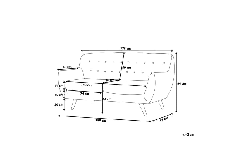 Bodo Sofa 3 sæder - Træ / natur - 3 personers sofa