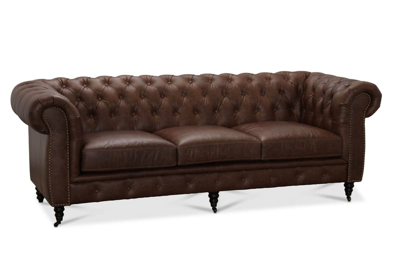 Cambridge Chesterfieldsofa Læder - Brun - Chesterfield sofaer - 3 personers sofa