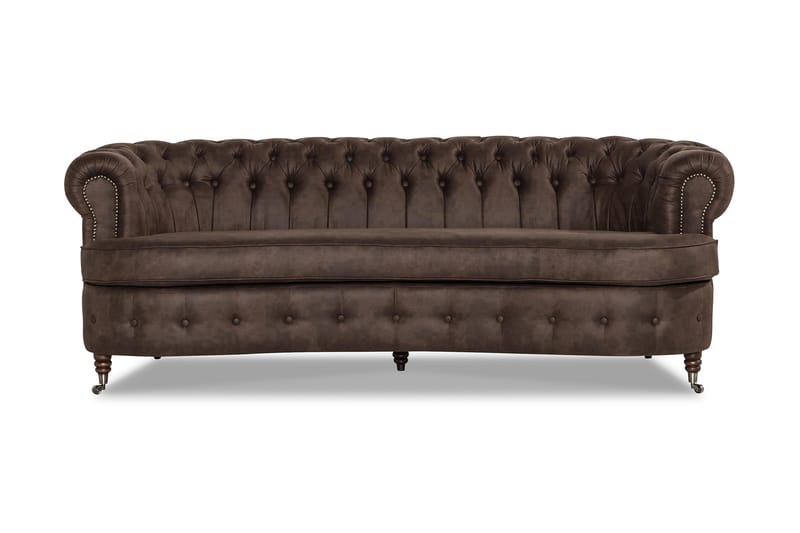 Chesterfield 3-pers Sofa Buet - Mørkebrun - Chesterfield sofaer - 3 personers sofa