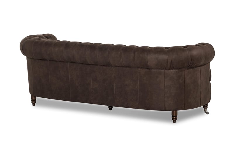 Chesterfield 3-pers Sofa Buet - Mørkebrun - Chesterfield sofaer - 3 personers sofa