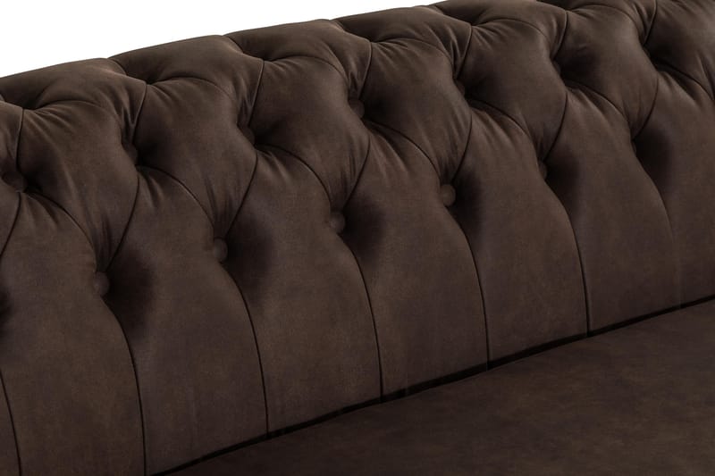 Chesterfield 3-pers Sofa Buet - Mørkebrun - Chesterfield sofaer - 3 personers sofa