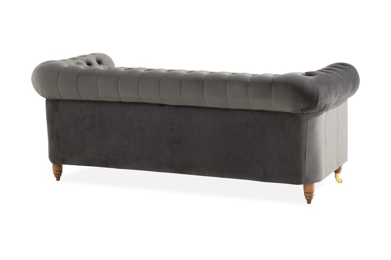 Chesterfield Deluxe 3-pers Sofa - Grå - Chesterfield sofaer - 3 personers sofa