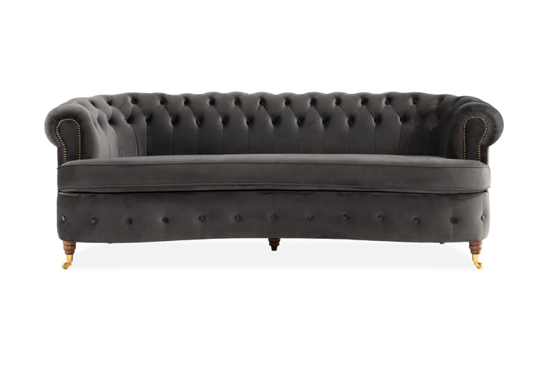 Chesterfield Deluxe Sofa Buet - Grå - Chesterfield sofaer - 3 personers sofa