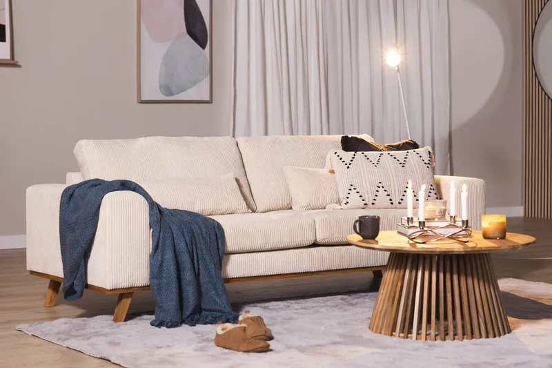 Copenhagen 3-personers Manchestersofa - Beige - Møbler - Sofaer - 3 personers sofa