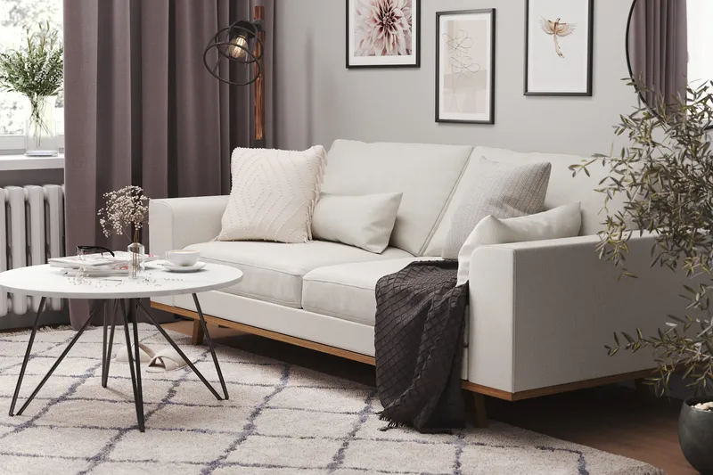 Copenhagen 3-personers Stofsofa - Lysegrå - Møbler - Sofaer - 3 personers sofa