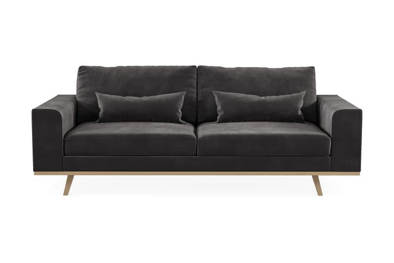 Copenhagen 3-personers Fløjlssofa - Mørkegrå - Møbler - Sofaer - 3 personers sofa