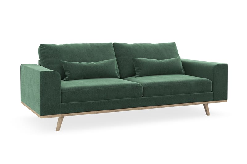 Copenhagen 3-personers Fløjlssofa - Mørkegrøn - Møbler - Sofaer - 3 personers sofa