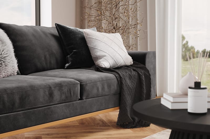 Copenhagen 3-personers Fløjlssofa - Mørkegrå - Møbler - Sofaer - 3 personers sofa
