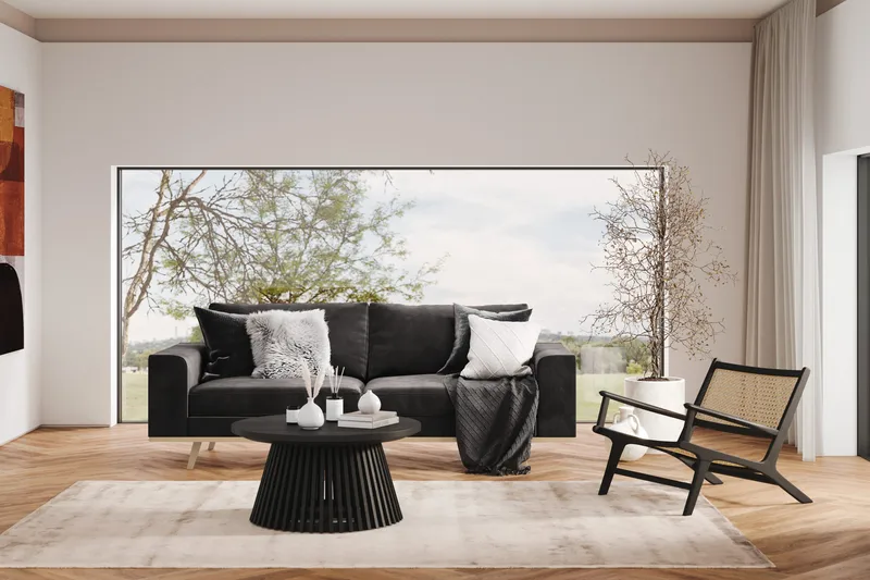 Copenhagen 3-personers Fløjlssofa - Mørkegrå - Møbler - Sofaer - 3 personers sofa