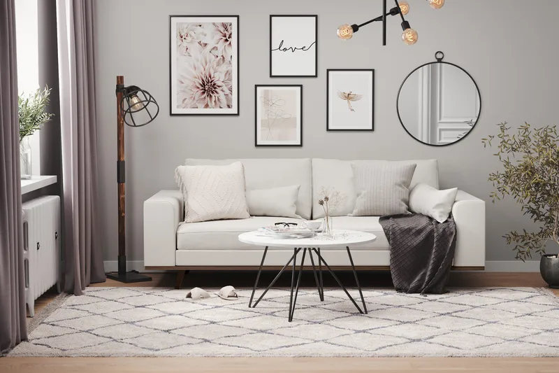 Copenhagen 3-personers Stofsofa - Lysegrå - Møbler - Sofaer - 3 personers sofa