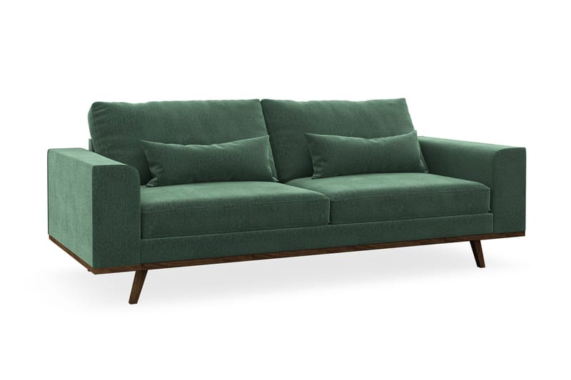 Copenhagen 3-personers Fløjlssofa - Mørkegrøn - Møbler - Sofaer - 3 personers sofa
