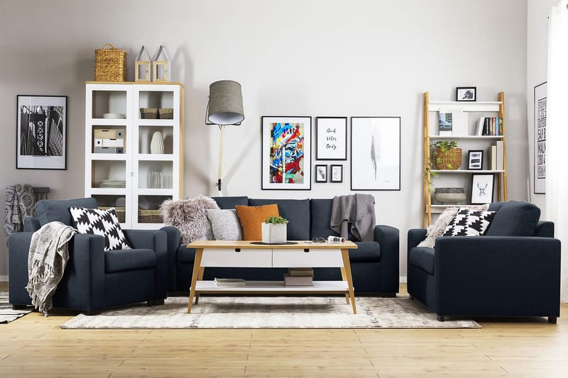 Crazy 3-personers Stofsofa - Blå - Møbler - Sofaer - 3 personers sofa