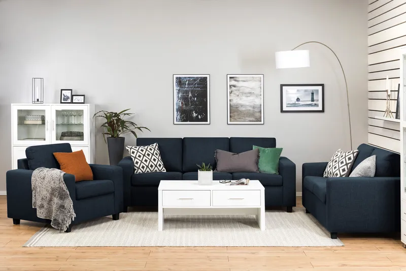 Crazy 3-personers Stofsofa - Blå - Møbler - Sofaer - 3 personers sofa