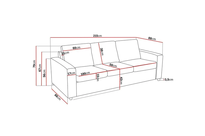Crazy 3-personers Stofsofa - Antracit - Møbler - Sofaer - 3 personers sofa