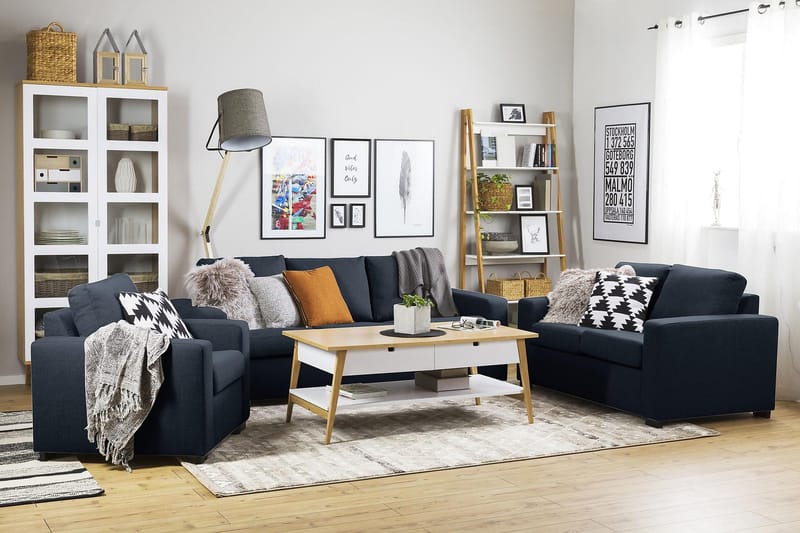 Crazy 3-personers Stofsofa - Blå - Møbler - Sofaer - 3 personers sofa