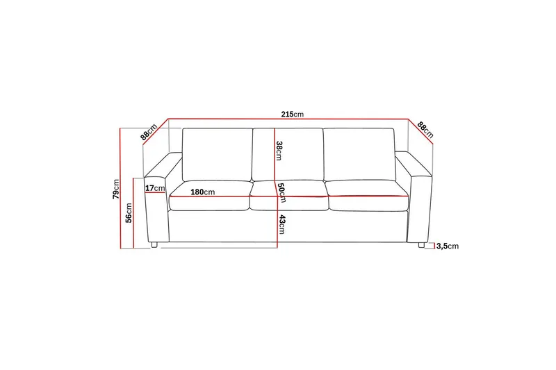 Crazy 3-personers Stofsofa - Antracit - Møbler - Sofaer - 3 personers sofa