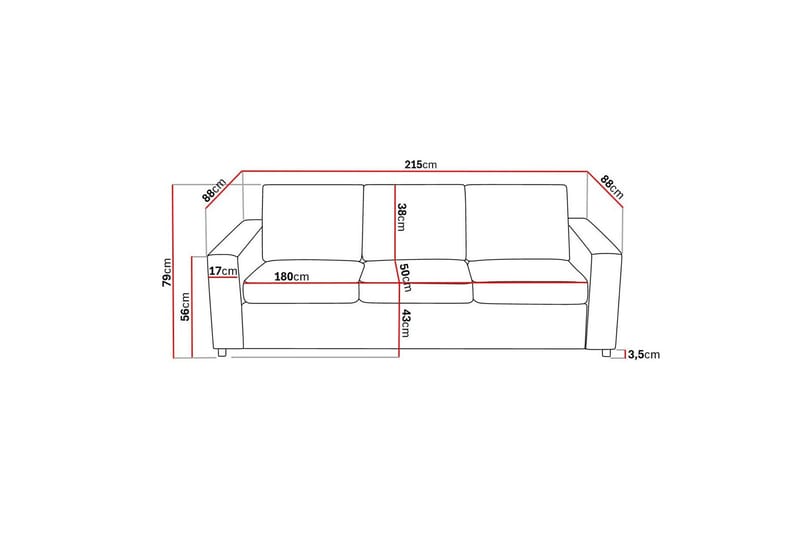Crazy 3-personers Stofsofa - Antracit - Møbler - Sofaer - 3 personers sofa