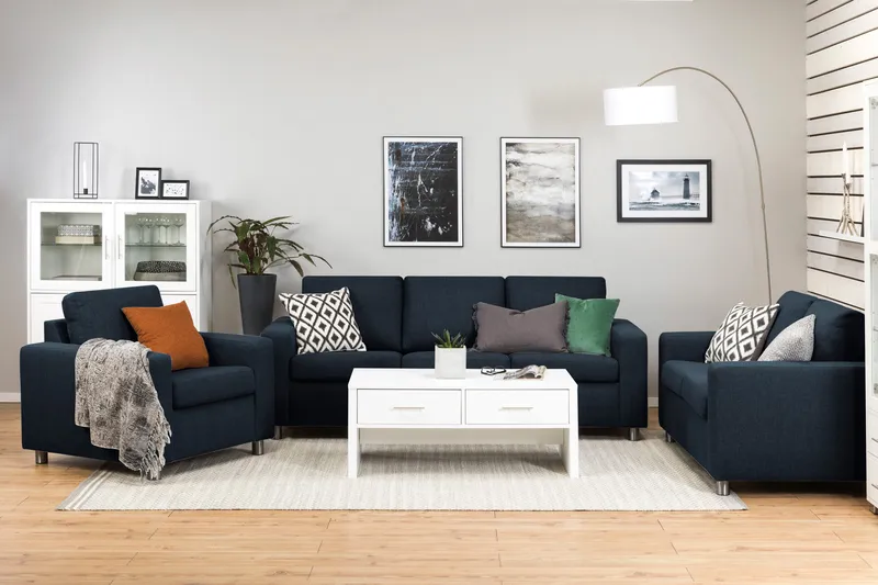 Crazy 3-personers Stofsofa - Blå - Møbler - Sofaer - 3 personers sofa