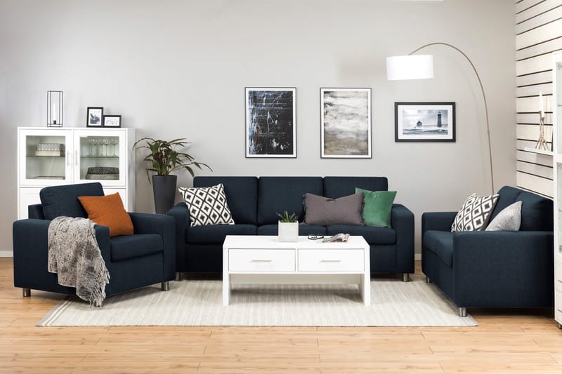 Crazy 3-personers Stofsofa - Blå - Møbler - Sofaer - 3 personers sofa