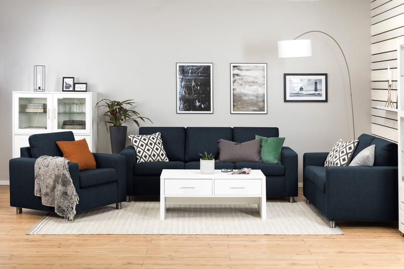 Crazy 3-personers Stofsofa - Blå - Møbler - Sofaer - 3 personers sofa