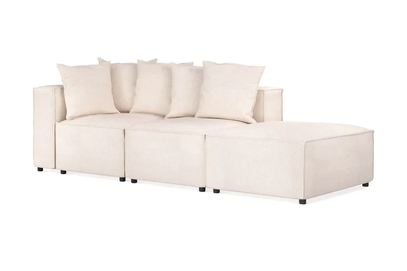 Cubo 3-personers Dyb Modulsofa + Fodskammel i Stof - Beige - Møbler - Sofaer - Modulsofaer - Komplet modulsofa