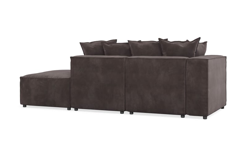 Cubo 3-personers Dyb Modulsofa + Fodskammel i Fløjl - Mørkegrå - Møbler - Sofaer - 3 personers sofa