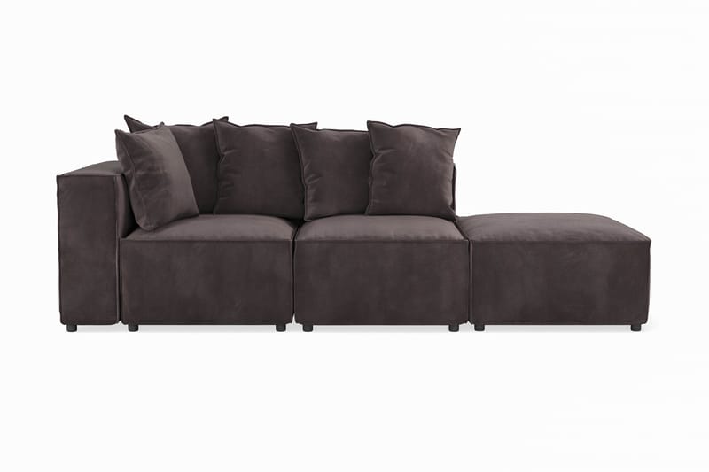 Cubo 3-personers Dyb Modulsofa + Fodskammel i Fløjl - Mørkegrå - Møbler - Sofaer - 3 personers sofa
