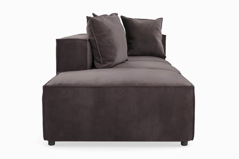 Cubo 3-personers Dyb Modulsofa + Fodskammel i Fløjl - Mørkegrå - Møbler - Sofaer - 3 personers sofa
