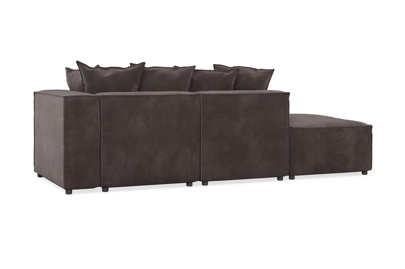 Cubo 3-personers Dyb Modulsofa + Fodskammel i Fløjl - Mørkegrå - Møbler - Sofaer - 3 personers sofa